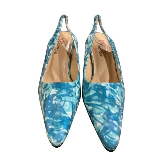 Forestmont Shoes - EX Boutique Blue Marbled Pointed Toe Kitten Heel - Womens 8W NWOT